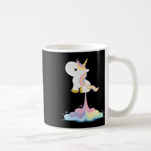 Unicorn Rocket Rainbow Clouds Koffiemok (Rechts)