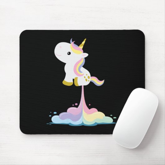 Unicorn Rocket Rainbow Clouds Muismat (Met muis)