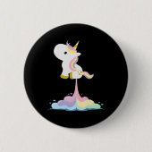 Unicorn Rocket Rainbow Clouds Ronde Button 5,7 Cm (Voorkant)