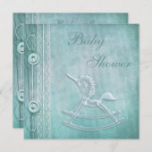 Unicorn Rocking Horse en  Baby shower Kaart (Voorkant / Achterkant)