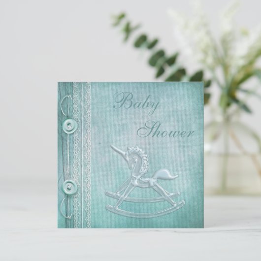 Unicorn Rocking Horse en  Baby shower Kaart (Staand voorkant)