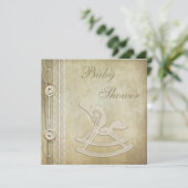 Unicorn Rocking Horse & Lace Neutral Baby shower Kaart (Staand voorkant)