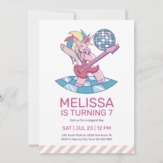 Unicorn Rockstar Zingende roze kinderen van afgelo Kaart (Voorkant)