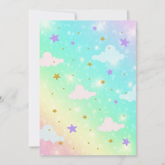 Unicorn Roller Schaats Birthday Uitnodiging (Achterkant)