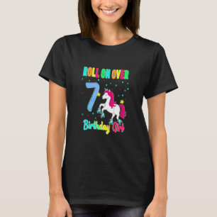 Unicorn Roller Schaats Partij Thema Leeftijd 7 T-shirt