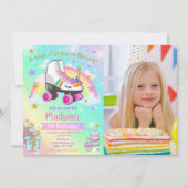 Unicorn Roller Skate Birthday Invitation Kaart (Voorkant)