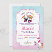 Unicorn Roller Skating Birthday Party Invitation Kaart (Voorkant)