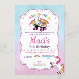 Unicorn Roller Skating Birthday Party Invitation Kaart