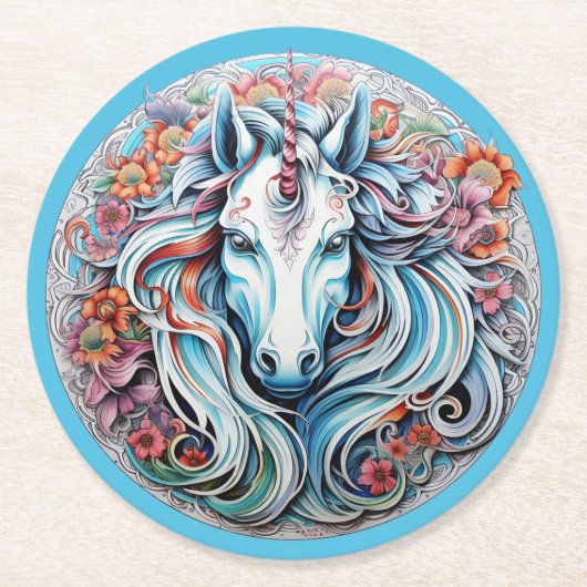 Unicorn Ronde Kartonnen Onderzetter (Voorkant)