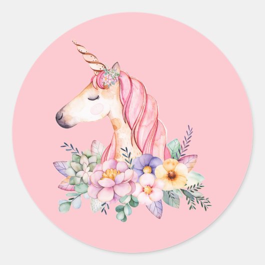 Unicorn Ronde Sticker (Voorkant)
