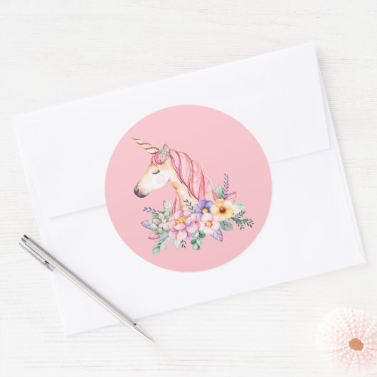 Unicorn Ronde Sticker (Envelop)