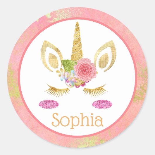 Unicorn Ronde Sticker (Voorkant)