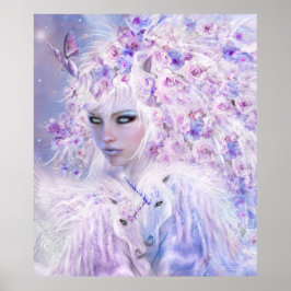 Unicorn Roos Goddess Fine Art Poster/Afdruk Poster