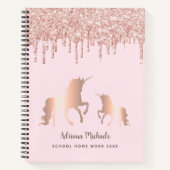 Unicorn roos goudglitter druppelt naammeisje notitieboek (Voorkant)