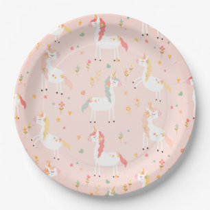 Unicorn Roze 9-inch papieren Borden Bordje