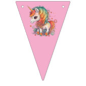 UNICORN ROZE aangepaste foto slinger vlag Vlaggetjes (Eerste vlag)