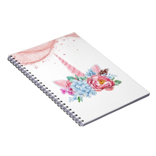 UNICORN ROZE BLOEMEN TERUG NAAR SCHOOL NOTITIEBOEK (Rechterzijde)