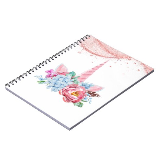 UNICORN ROZE BLOEMEN TERUG NAAR SCHOOL NOTITIEBOEK (Linkerzijde)