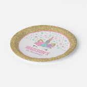 Unicorn Roze en Gold Paper Bord 7-inch Borden (Gekanteld)