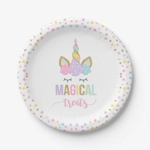 Unicorn Roze en Gold Paper Bord 7-inch Borden