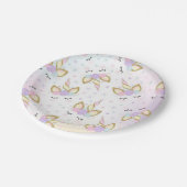 Unicorn Roze en Gold Paper Bord 7-inch Borden (Gekanteld)