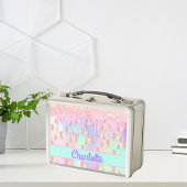 Unicorn roze glitter drip regenboogvonk monogram