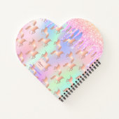 Unicorn roze glitter iridescent roos goudmonogram notitieboek (Achterkant)