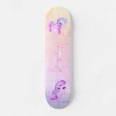 Unicorn roze glitter modern regenboogholografisch persoonlijk skateboard (Voorkant)
