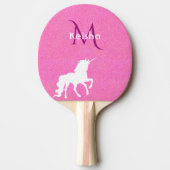Unicorn roze glitter monogram meisje tafeltennisbatje (Voorkant)