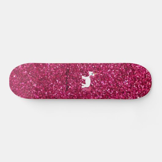 Unicorn roze glitter skateboard (Horizontaal)