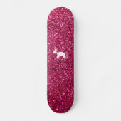 Unicorn roze glitter skateboard (Voorkant)