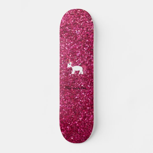Unicorn roze glitter skateboard (Voorkant)