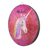 Uniçorn Roze Glitter Sparkles Sprookje Meisje Dartbord (Voorkant Rechts)