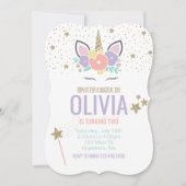 Unicorn roze goudglitter verjaardag kaart (Voorkant)