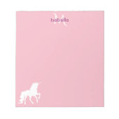 Unicorn roze monogram notitieblok (Voorkant)