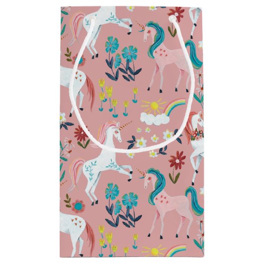 Unicorn roze mooie magische meisjesverjaardag klein cadeauzakje (Achterkant)