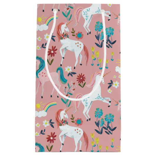 Unicorn roze mooie magische meisjesverjaardag klein cadeauzakje (Voorkant)