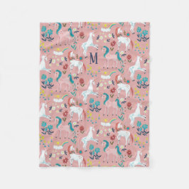 Unicorn roze regenboogmeisjes, overdruk fleece deken
