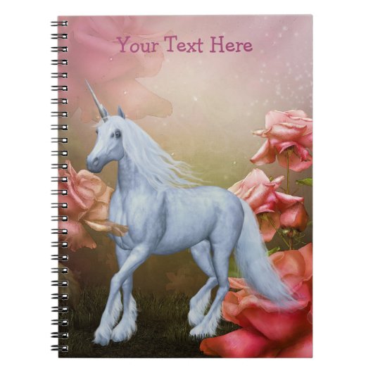 Unicorn roze Roses Fantasy Horse Notitieboek (Voorkant)