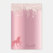 Unicorn roze roze roze goudglitterdrip metaalnaam post-it® notes (Voorkant)