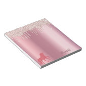 Unicorn roze roze roze goudglitterdruppels metaaln notitieblok (Schuin)