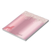 Unicorn roze roze roze goudglitterdruppels metaaln notitieblok (Linkerzijde)