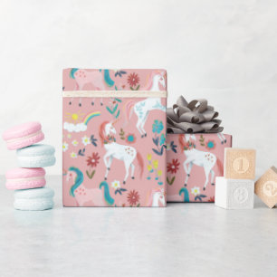 Unicorn roze schattige magische meisjes eerste ver cadeaupapier