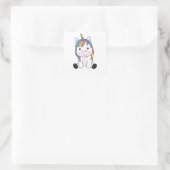 Unicorn roze Unicorns Kawaii Animals voor kinderen Vierkante Sticker (Tas)
