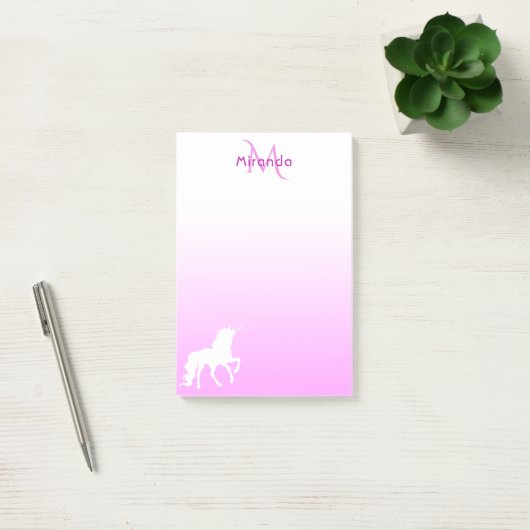 Unicorn Roze witte monogram Post-it® Notes (Kantoor)