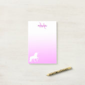 Unicorn Roze witte monogram Post-it® Notes (Op bureau)