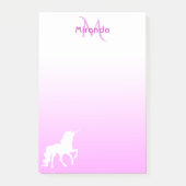 Unicorn Roze witte monogram Post-it® Notes (Voorkant)