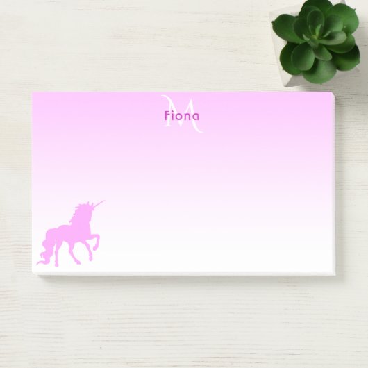 Unicorn roze witte monogram post-it® notes (Kantoor)