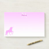 Unicorn roze witte monogram post-it® notes (Op bureau)
