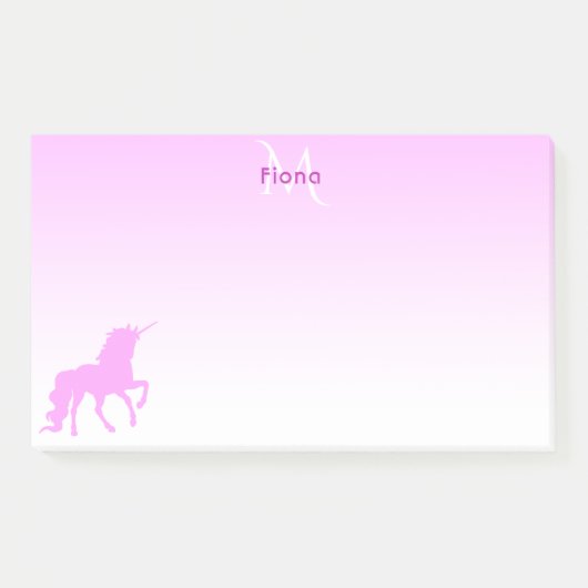 Unicorn roze witte monogram post-it® notes (Voorkant)